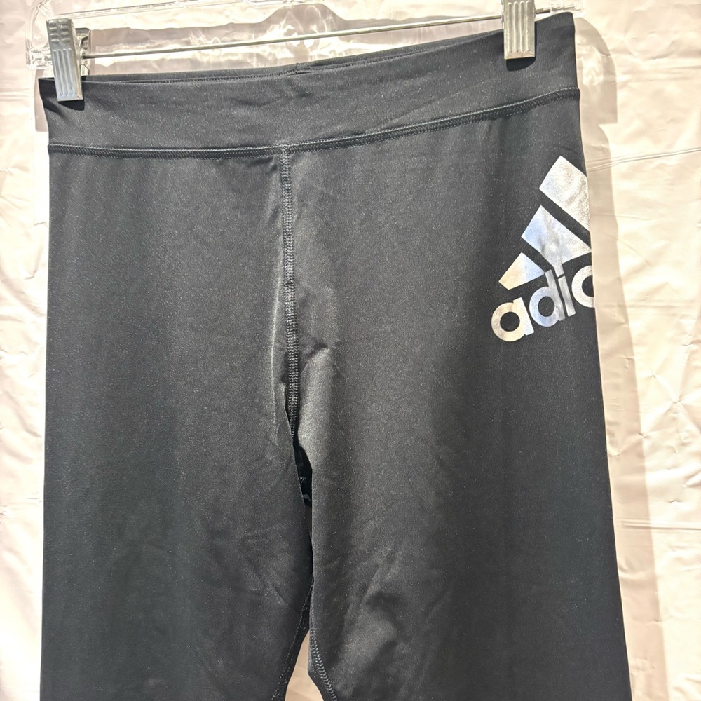 NWOT Adidas Black Silver Reflective Leggings Girls SZ XL 14 /16 - Picture 3 of 12